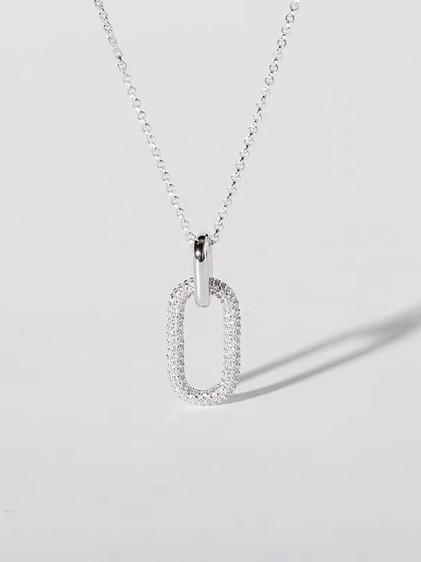 925 Sterling Silver Cubic Zirconia Link Necklace