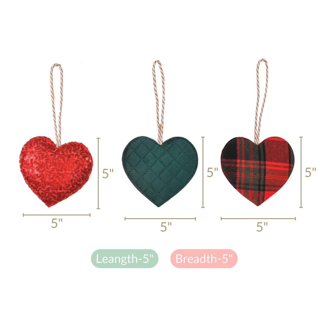 Hearts Wall Hanging Ornaments Set of 3