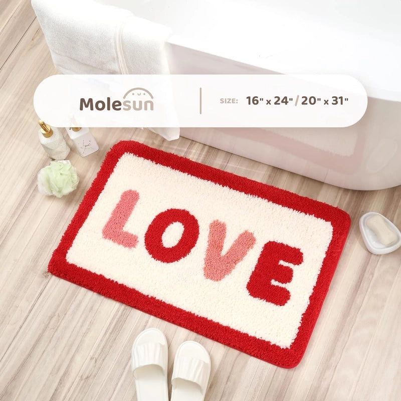 Valentine'S Day Casual Elegant Letter Heart Shape Polyester Carpet Bathing