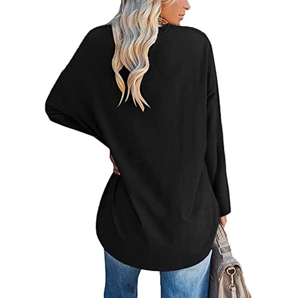 Multicolor - Women's Loose Long Sleeve Fashion V-neck Top