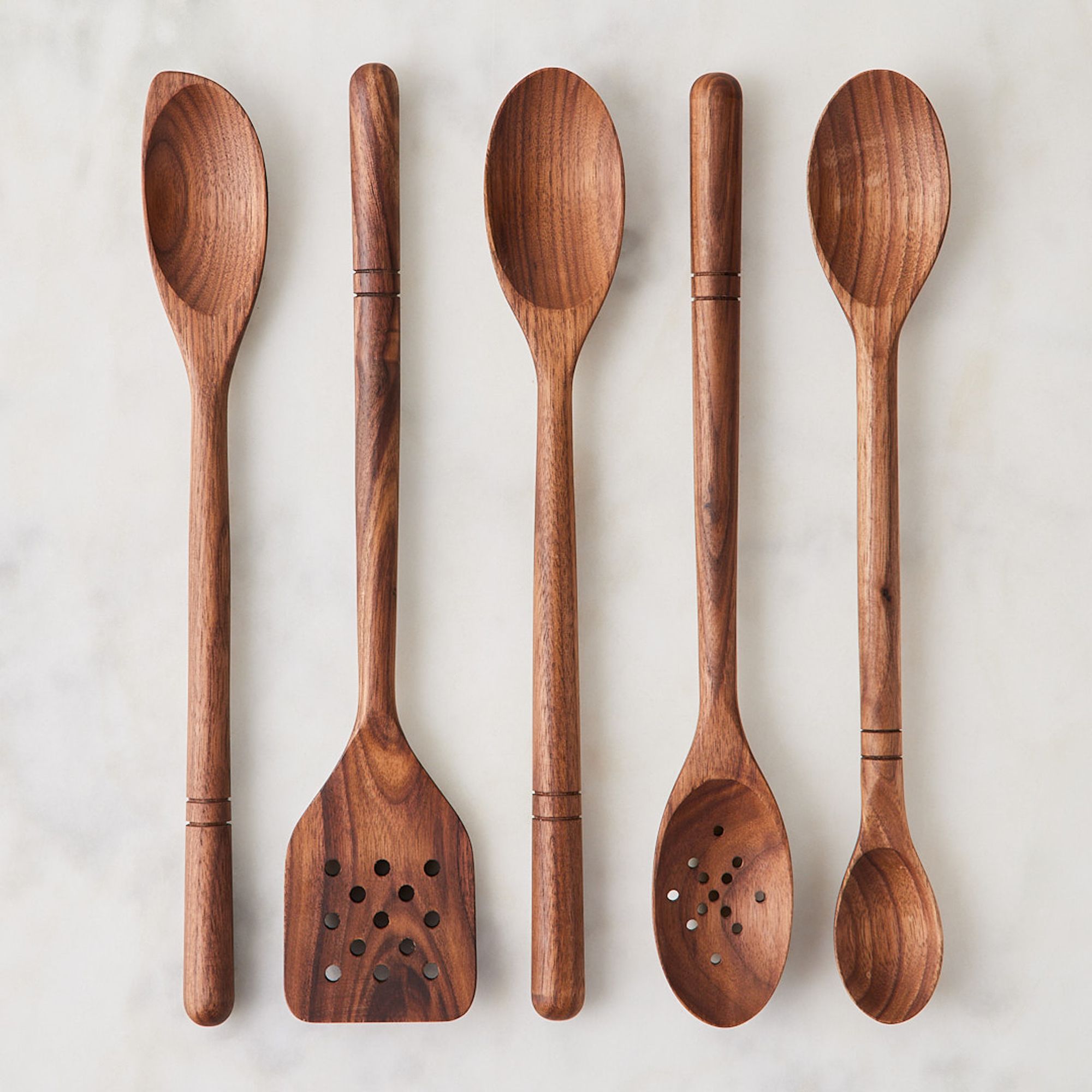 Five Two Walnut Wooden Spoons