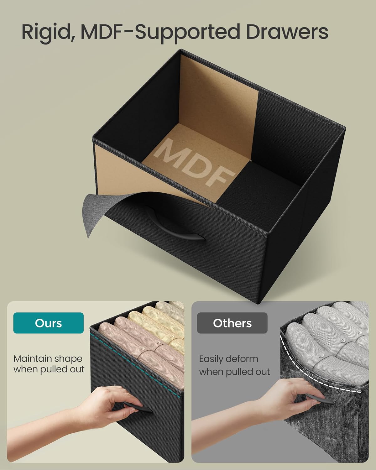 SONGMICS Dresser for Bedroom, Chest of Drawers, TV Stand, Steel, MDF, 5 Non-Woven Fabric Drawers, Storage Organizer Unit, Closet, Entryway, Cloud White and Snow White ULGS322W01S