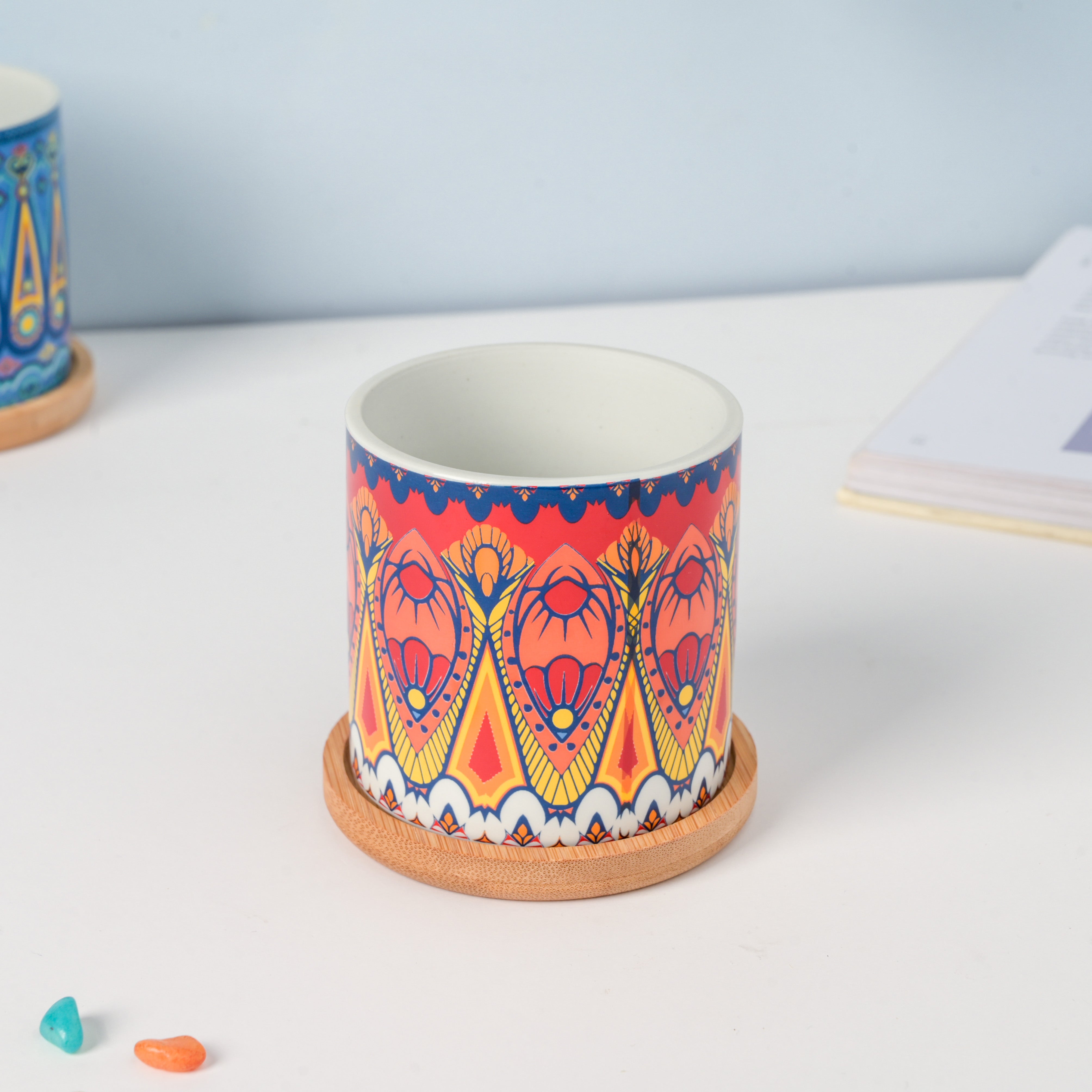 Beaming Red Planter With Coaster