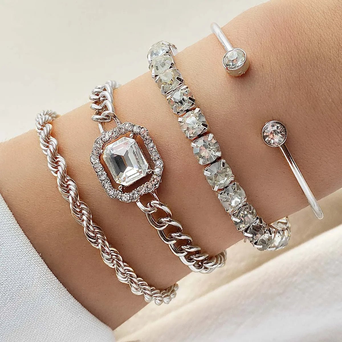 4pcs Diamond Shimmer Bracelet Stack