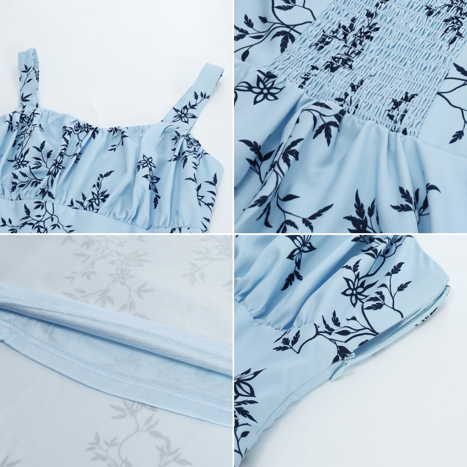 Vintage Leaf Patterns Two-Way Defined Waist Dress Ruched Bodice Flared A-Line Dress