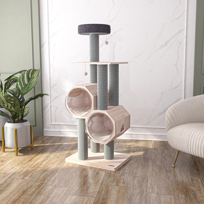 165cm Finnish Pine Luxury Cat Tree | Dual Space Capsules