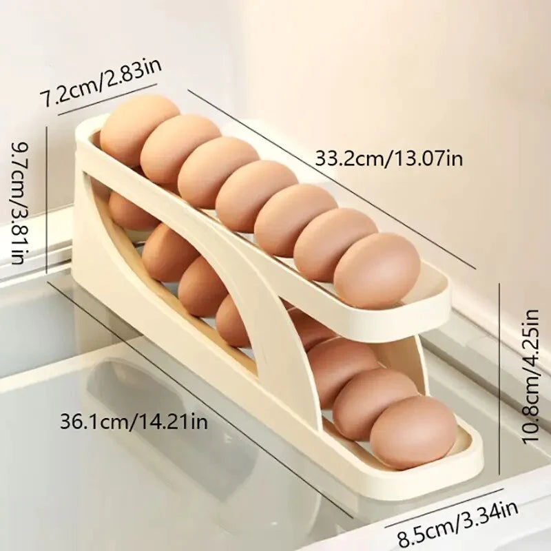 Automatic Scrolling Egg Rack. Double Layer Egg Dispenser. Counter Top Egg Storage Tray
