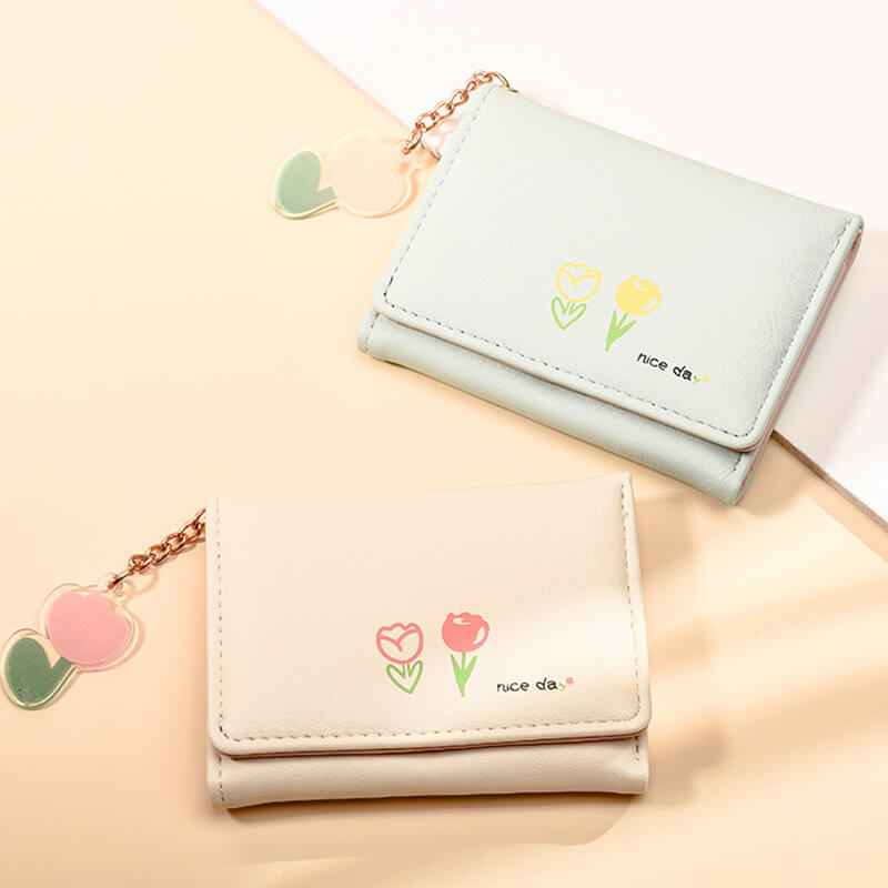 Tulip Flower Mini Trifold Wallet