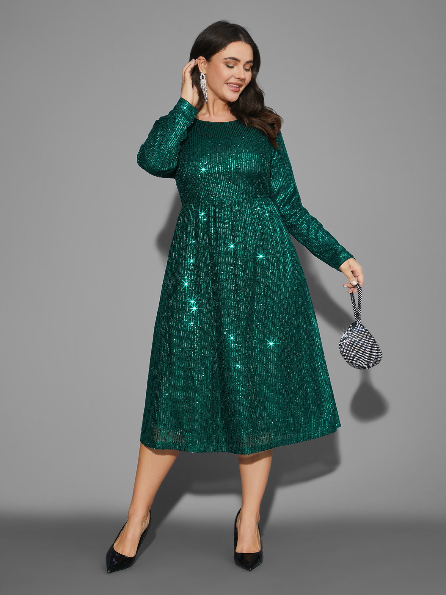 Sequin Patchwork Velvet Tie Knot Dress