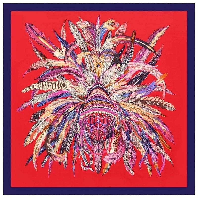Indian Feather Crown Ladies Twill Square Scarf Silk Scarf Shawl Scarf Headscarf