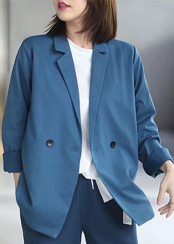 Loose Blue Casual PeterPan Collar Button Fall Coats Long sleeve