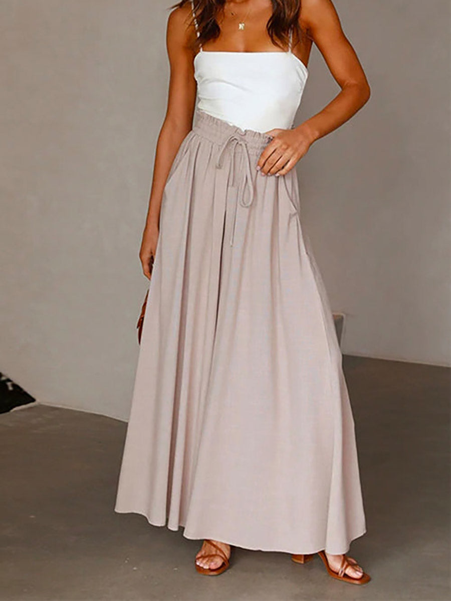 Drawstring Elastic Waist Wide Leg Baggy Pants(5 Colors )