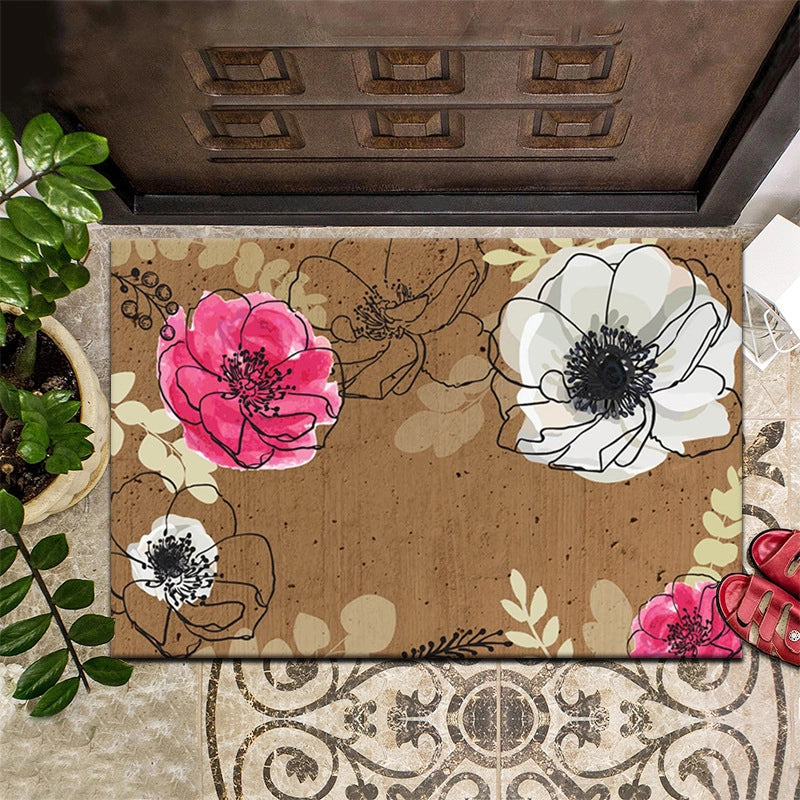 Retro Animal Letter Flower Polyester Carpet Bathing
