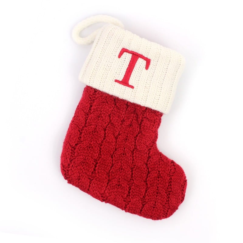 Christmas Red Socks Alphabet Knitting Christmas-Tree Pendant
