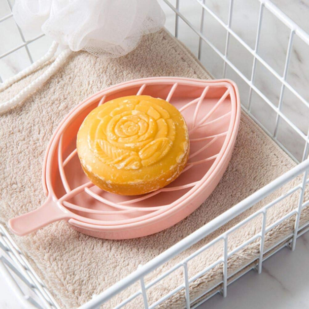 Beautiful Leaf Shape Double Layer Soap Dish Case Holder For Bathroom