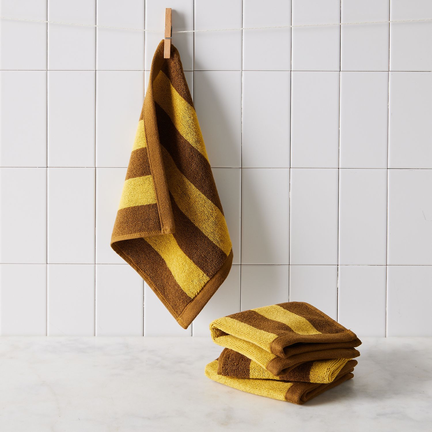 Striped Cotton Terry Bath Towels & Mats