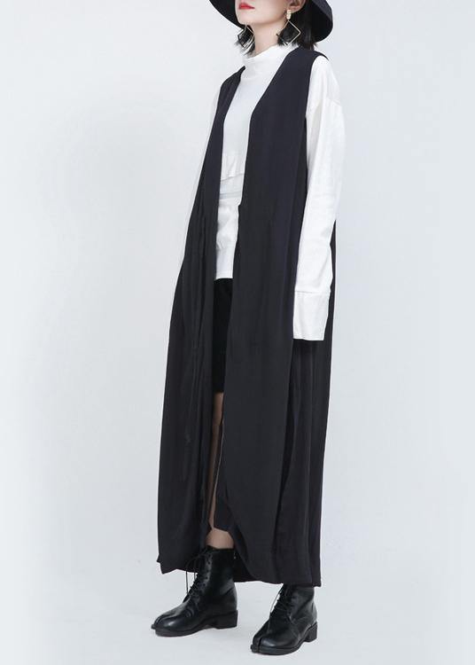 2021 Summer New Black Sleeveless Loose And Long Waistcoat
