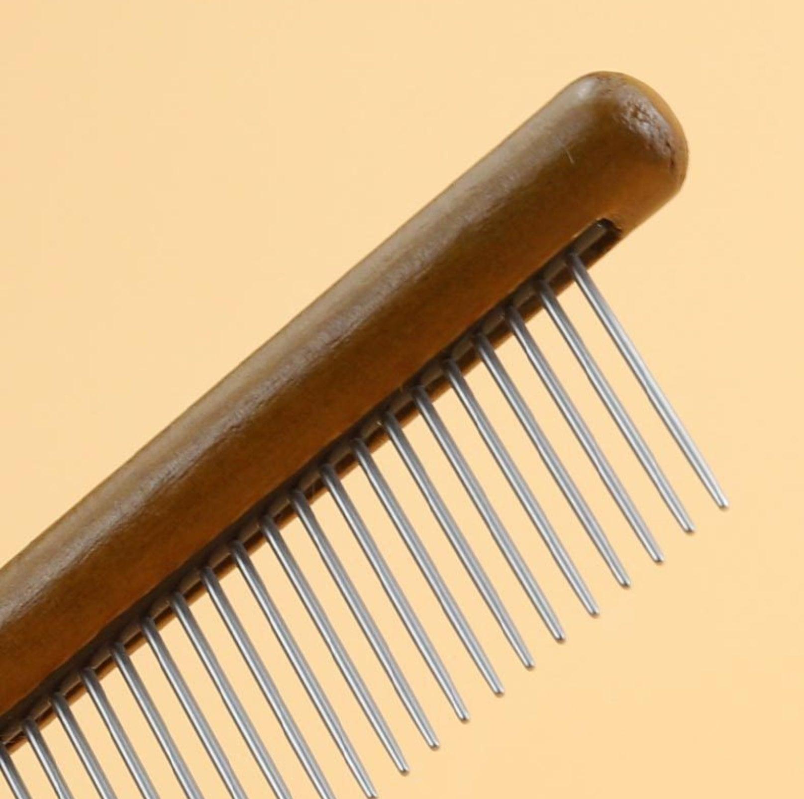 Versatile Stainless Steel Pet Brush with Wooden Handle - 3 Styles