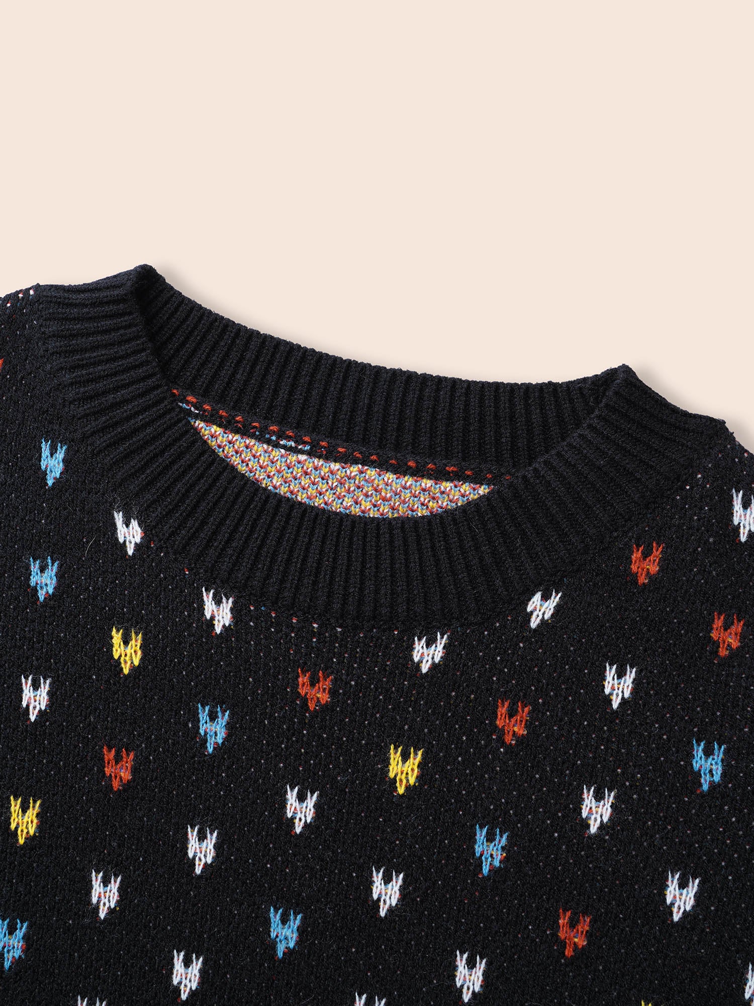 Polka Dot Texture Split Hem Pullover