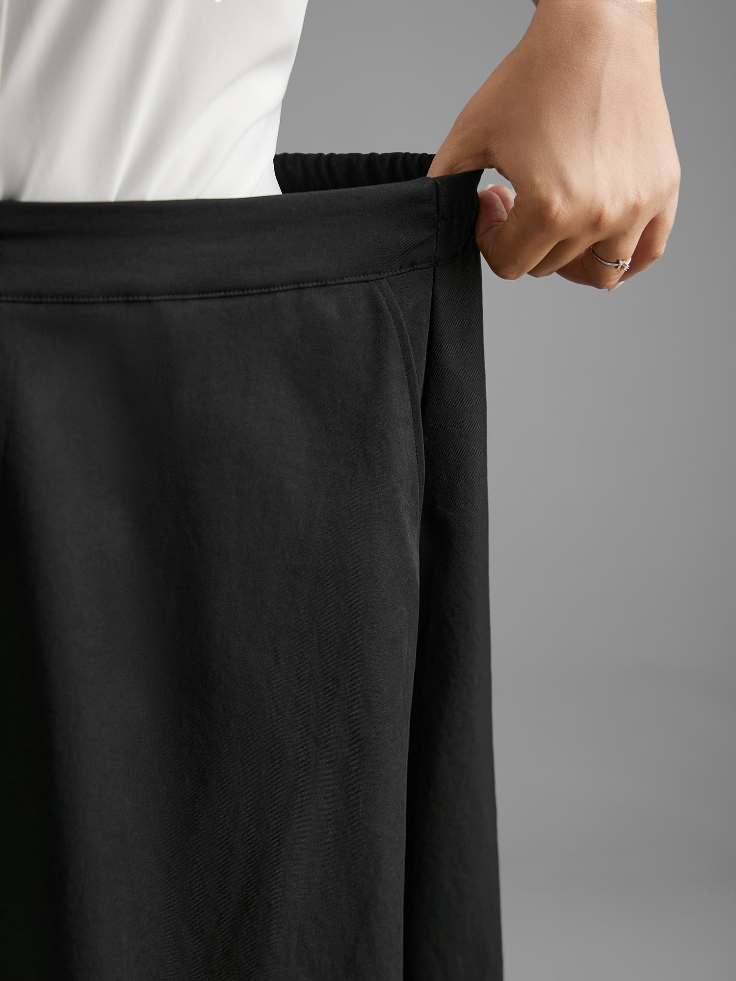 Solid Button Up Slightly Stretchy Skirt