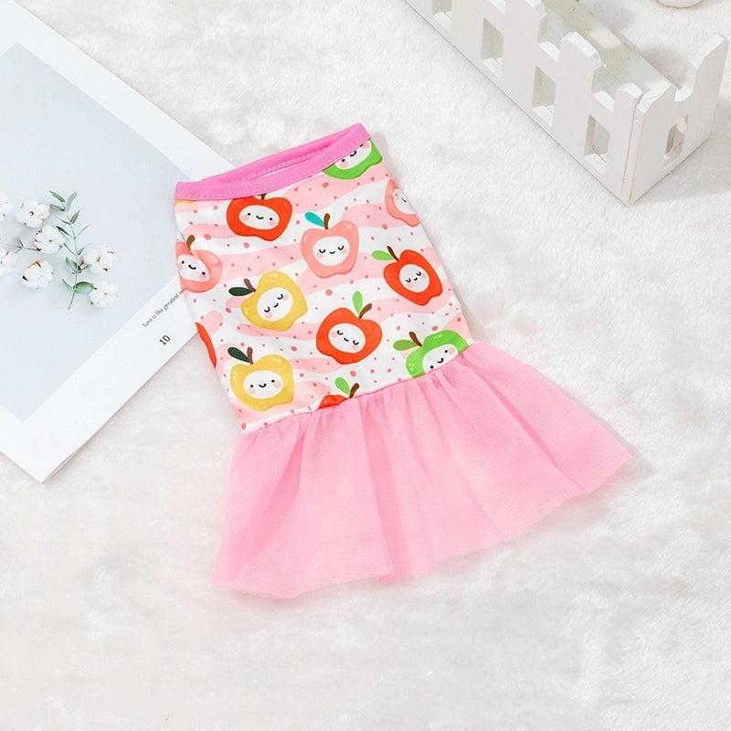 Princess Polyester Rainbow Flower Pet Clothing