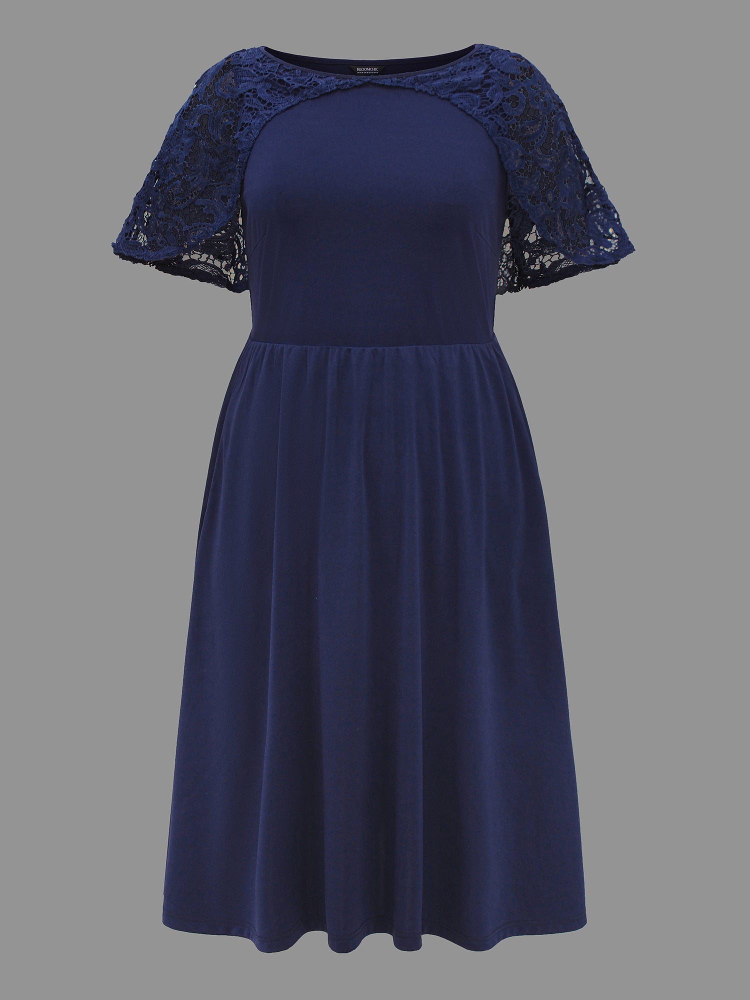 Tiered Lace Panel Elastic Waist Dress