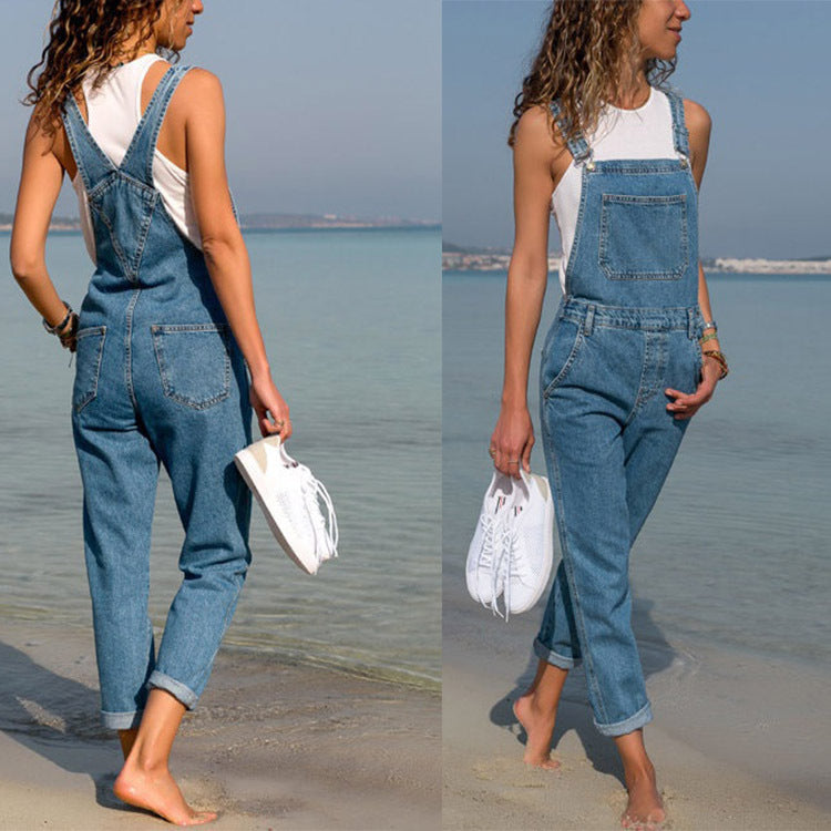 Plain Denim Jumpsuit