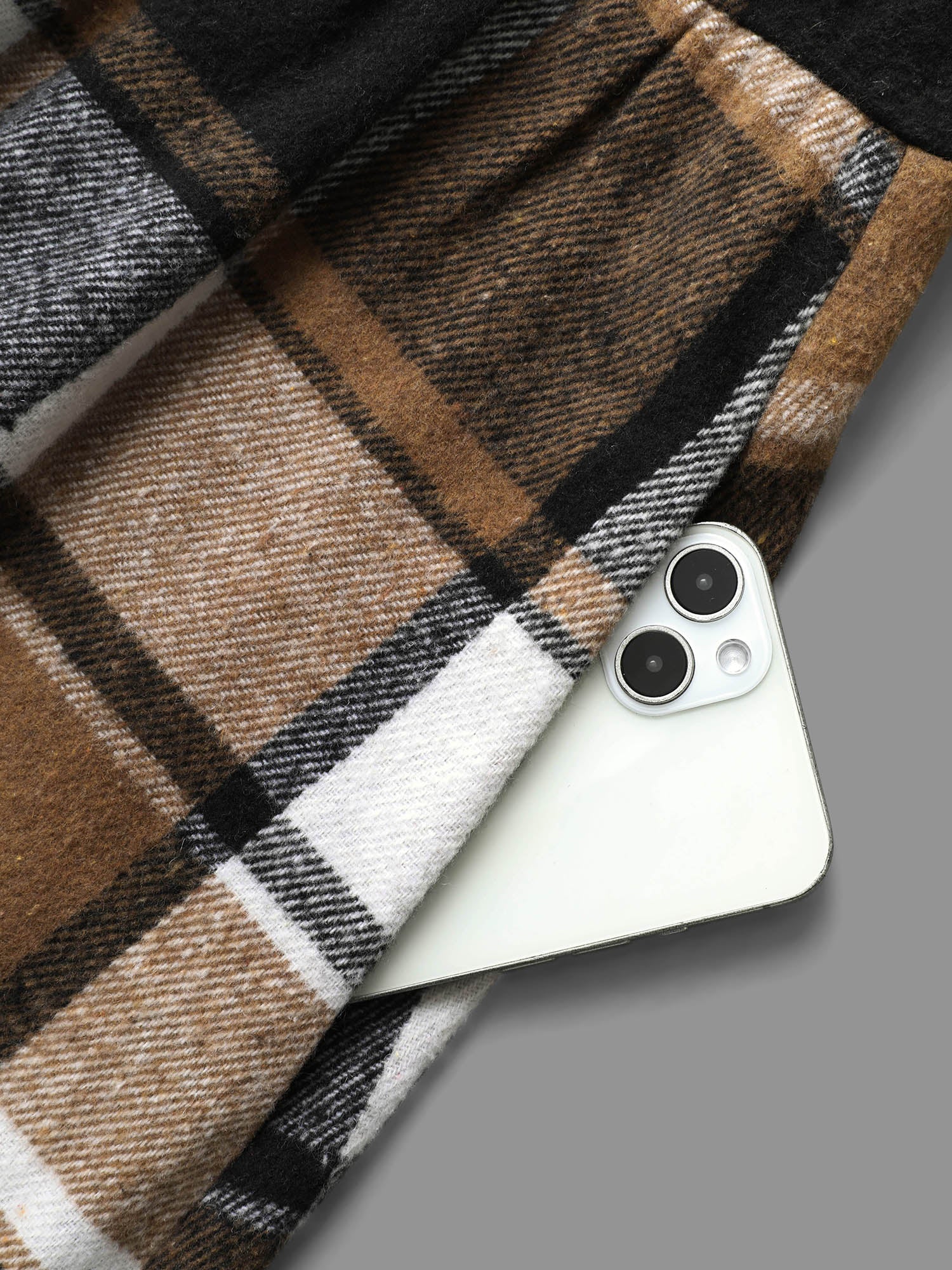 Square Neck Plaid Button Detail Belted Dress