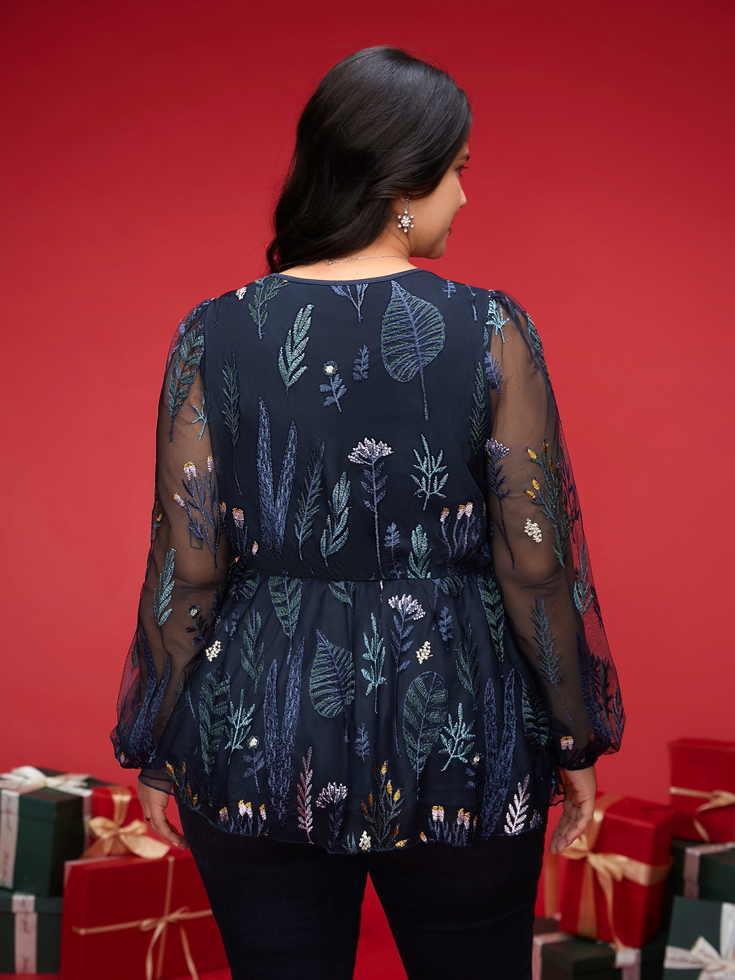 Enchanted Forest Embroidered Elastic Waist Blouse