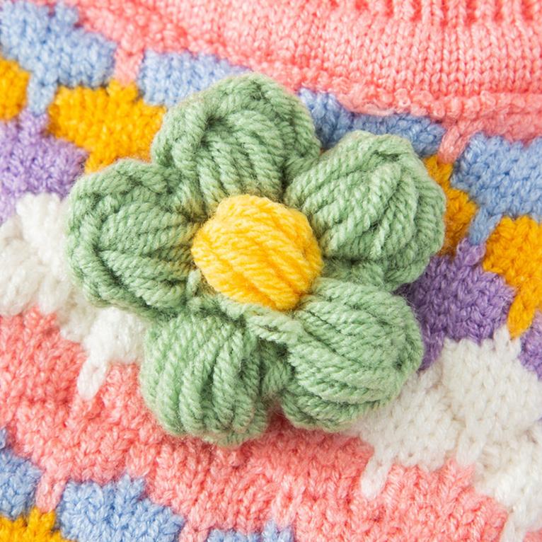 Sweet Knitted Flower Ruffled Sleeves Dog Cat Sweater