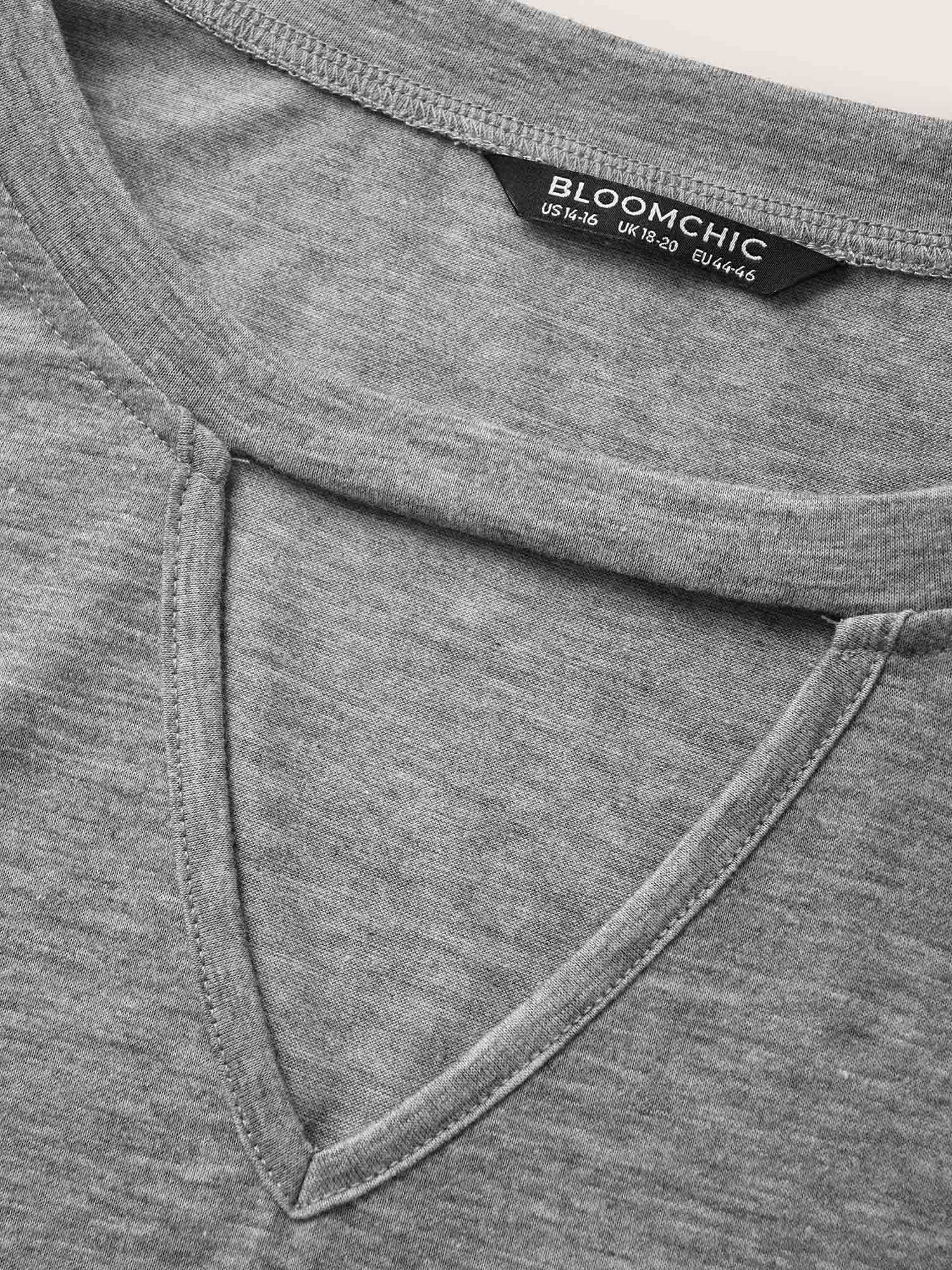 Plain Heather Keyhole Dolman Sleeve T-shirt