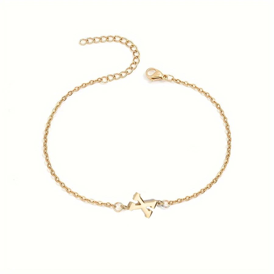 Dainty Feminine Letter Initial Chain Bracelet