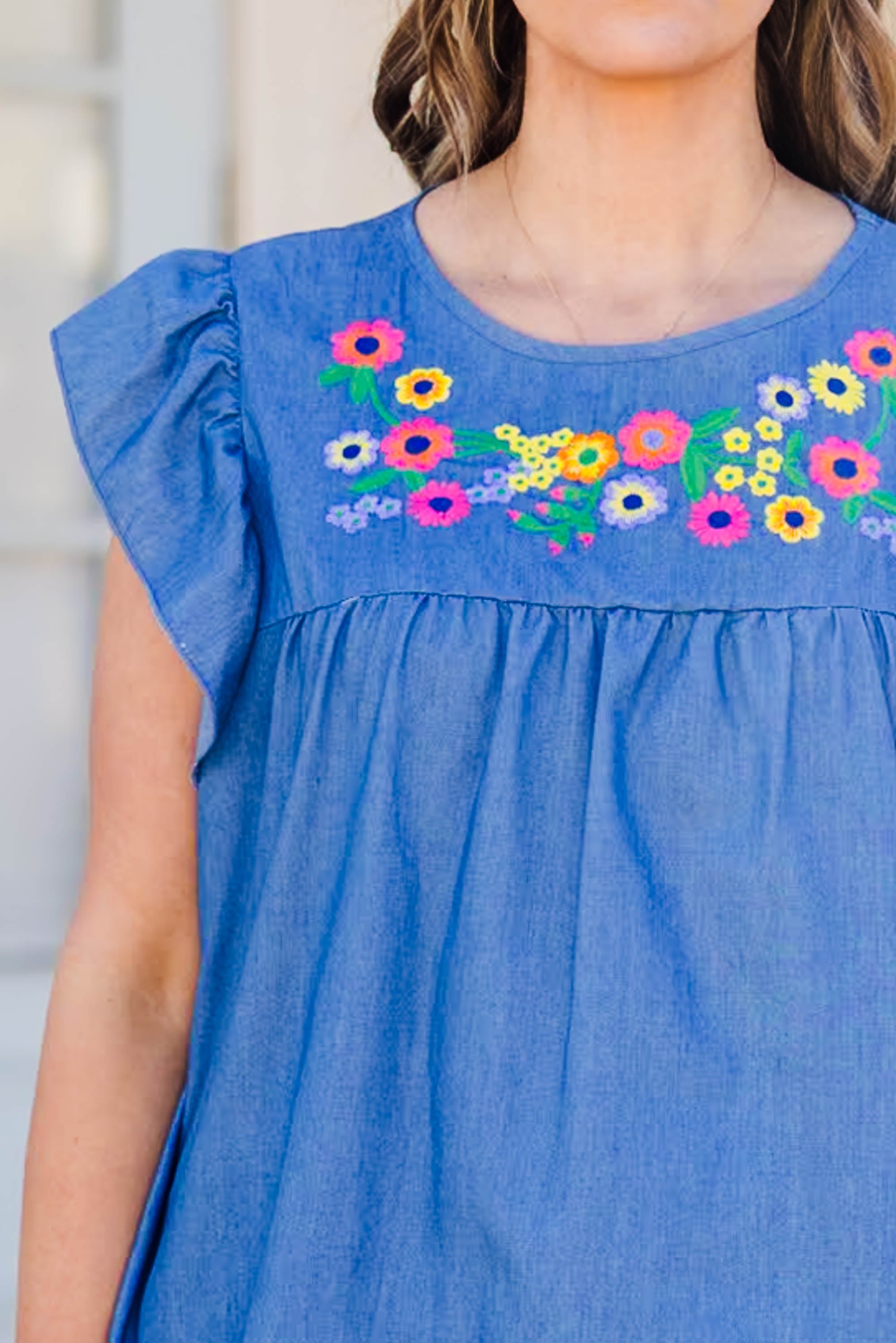 Let's Go For A Picnic Top. Light Blue