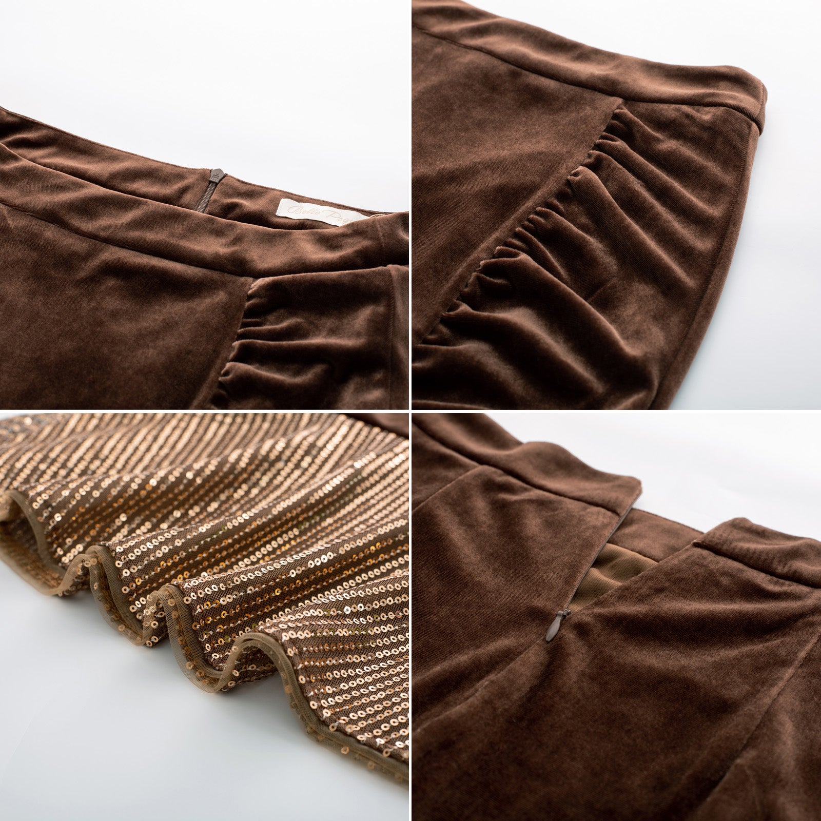 Vintage Sequined Mermaid Skirt High Waist Ruched Bodycon Skirt