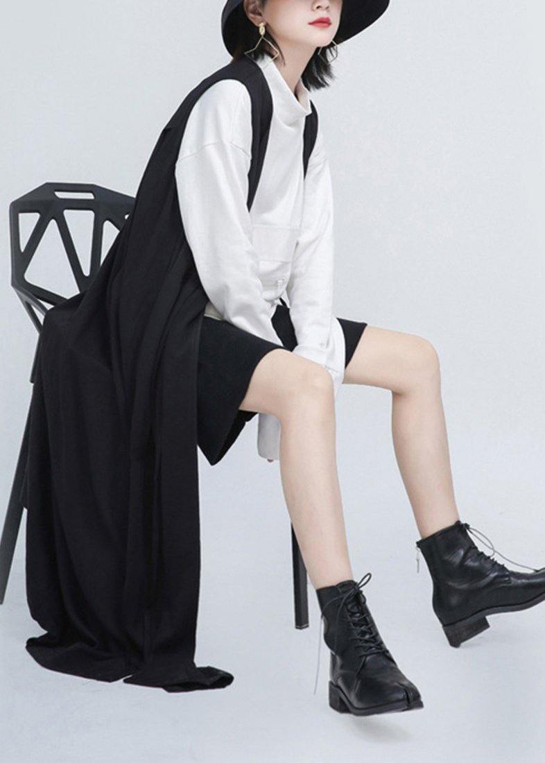 2021 Summer New Black Sleeveless Loose And Long Waistcoat