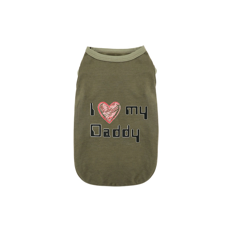 Minimalist Heart Love Mom And Dad T-shirt Cartoon Printing Dog Vest Pet Clothing