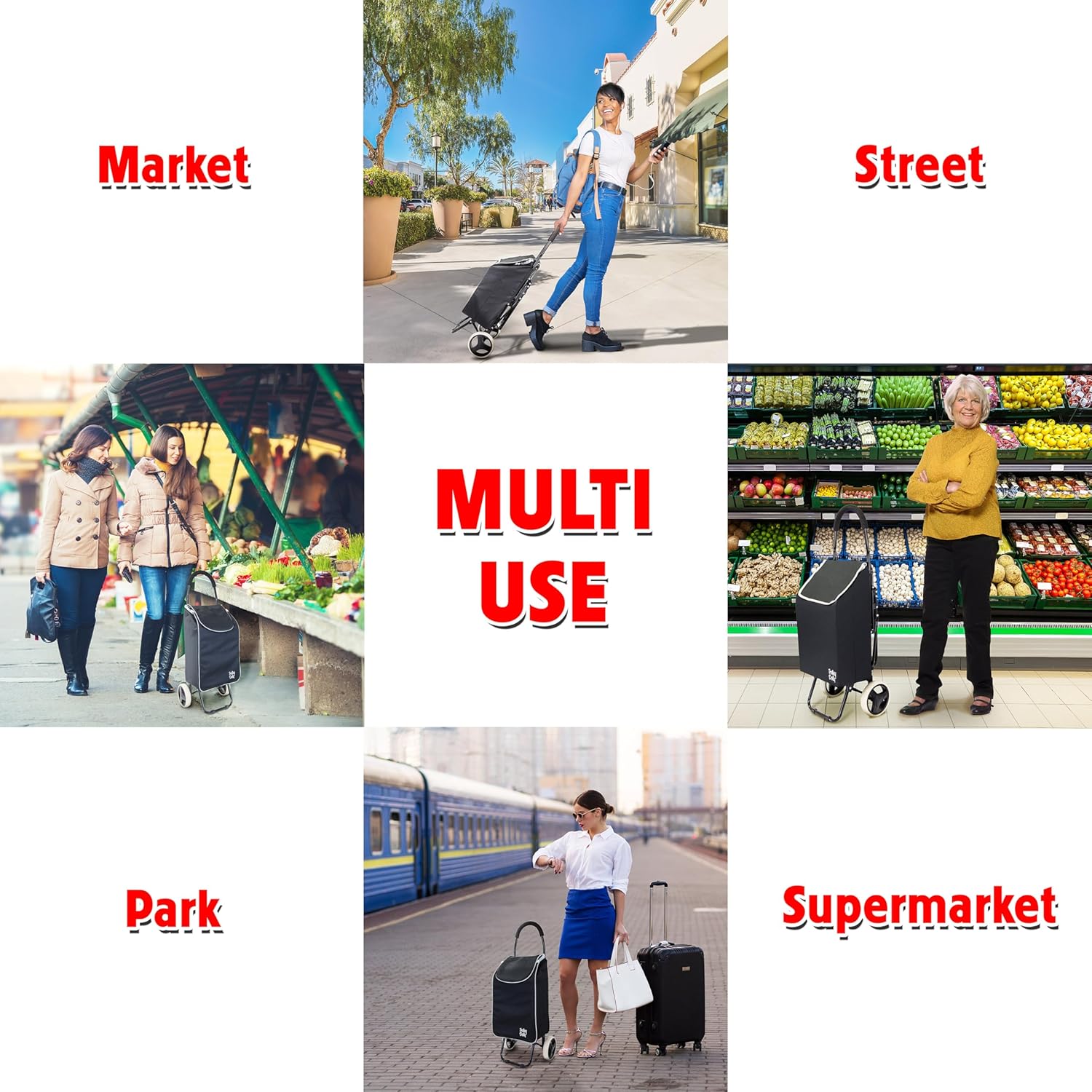 Trolley Dolly Sport with Chair – Foldable Grocery Cart on Wheels