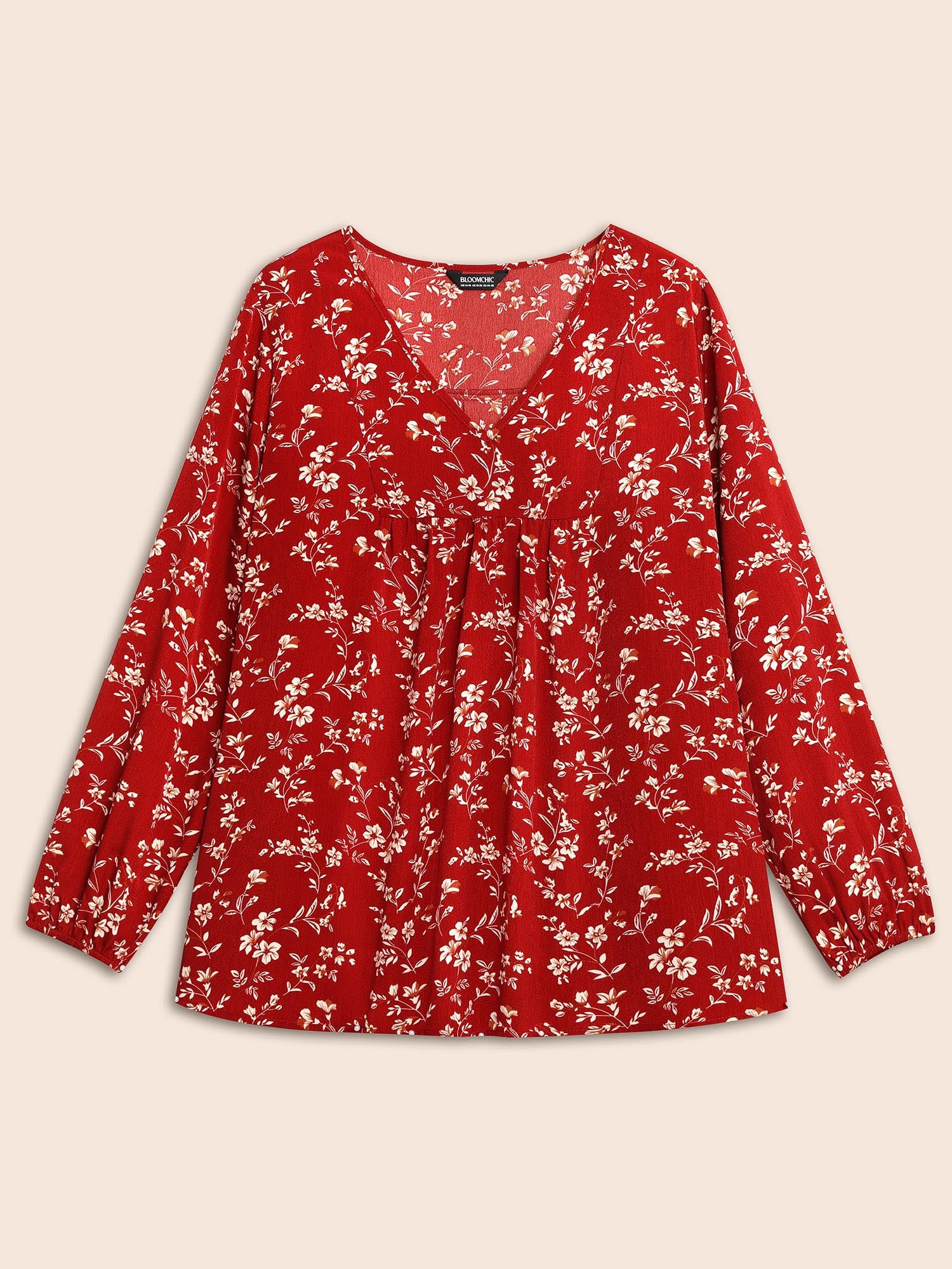 Ditsy Floral Split Hem Gathered Blouse