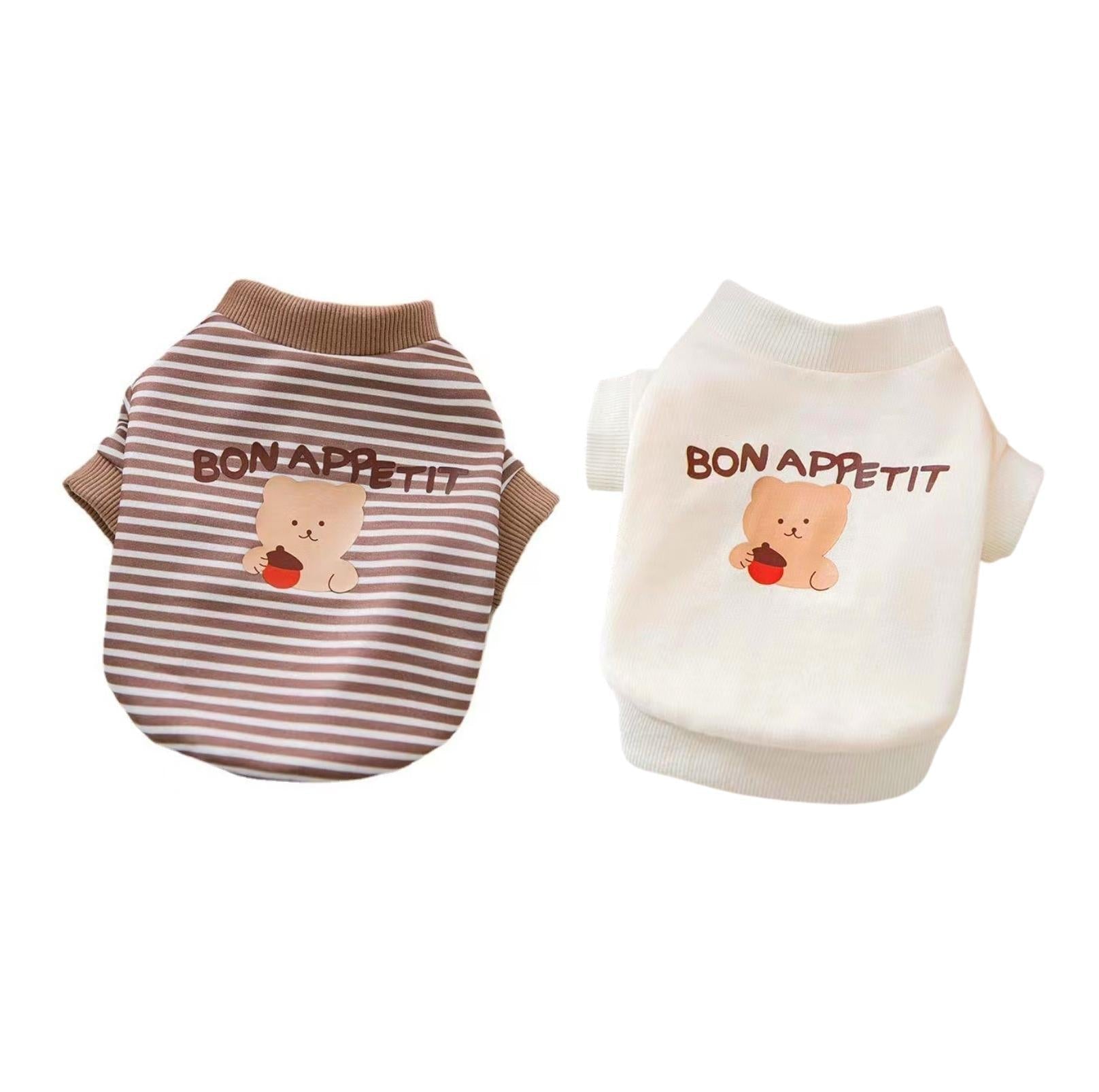 Cartoon Bear Pattern Striped Summer Pet T-Shirt