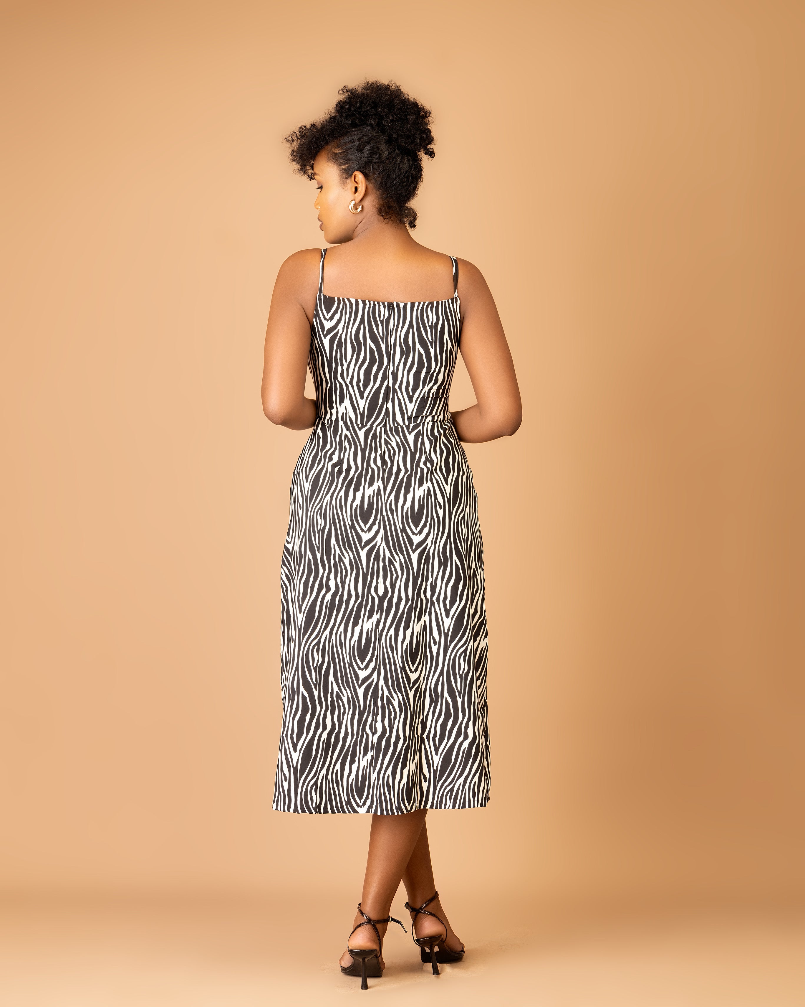 Tiger Print Tie Front Midi Dress