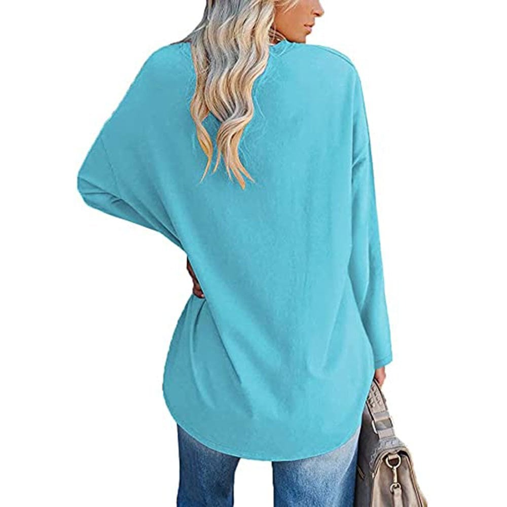 Multicolor - Women's Loose Long Sleeve Fashion V-neck Top