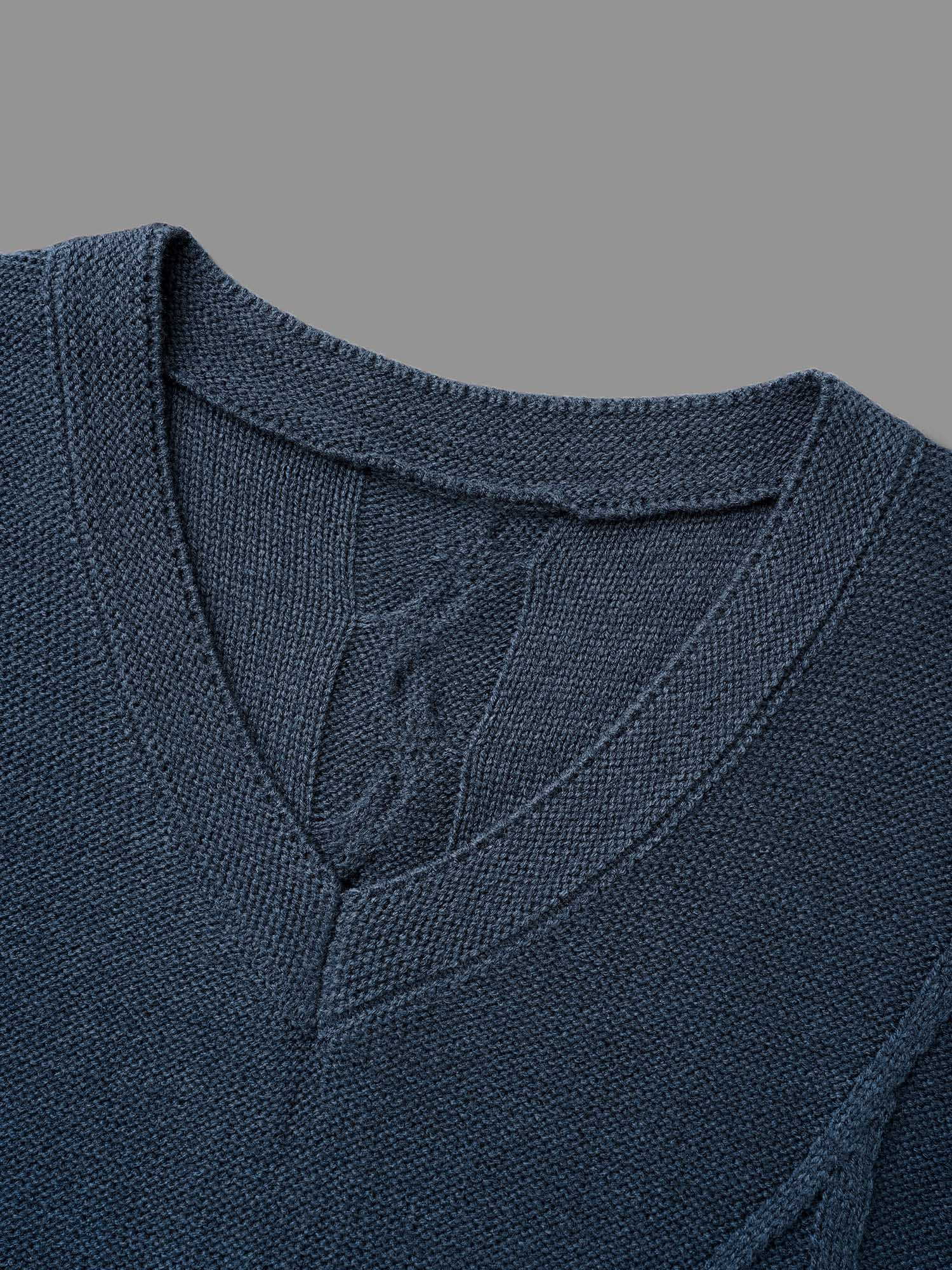 V Neck Cable Knit Texture Pullover