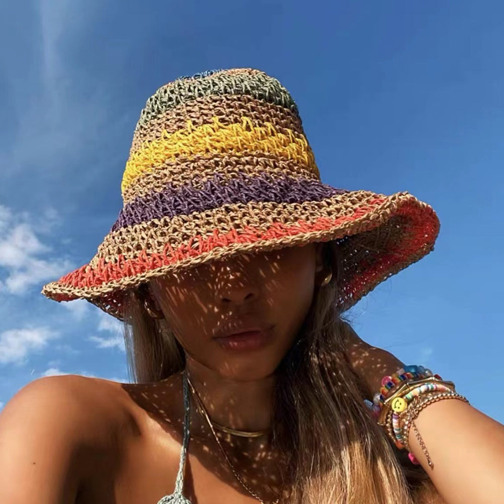 Rainbow Foldable Straw Hat