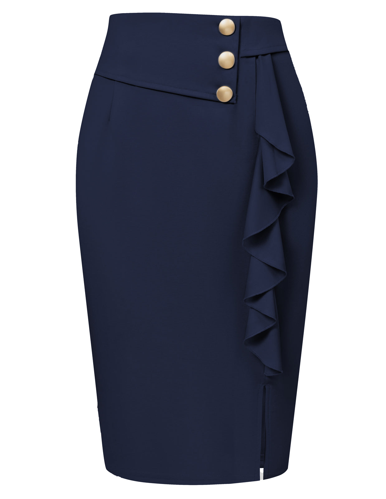 Front Slit Skirt High Waist Ruffle Decorated Bodycon Skirt