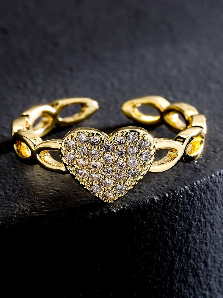 Cubic Zirconia Adjustable Heart Ring