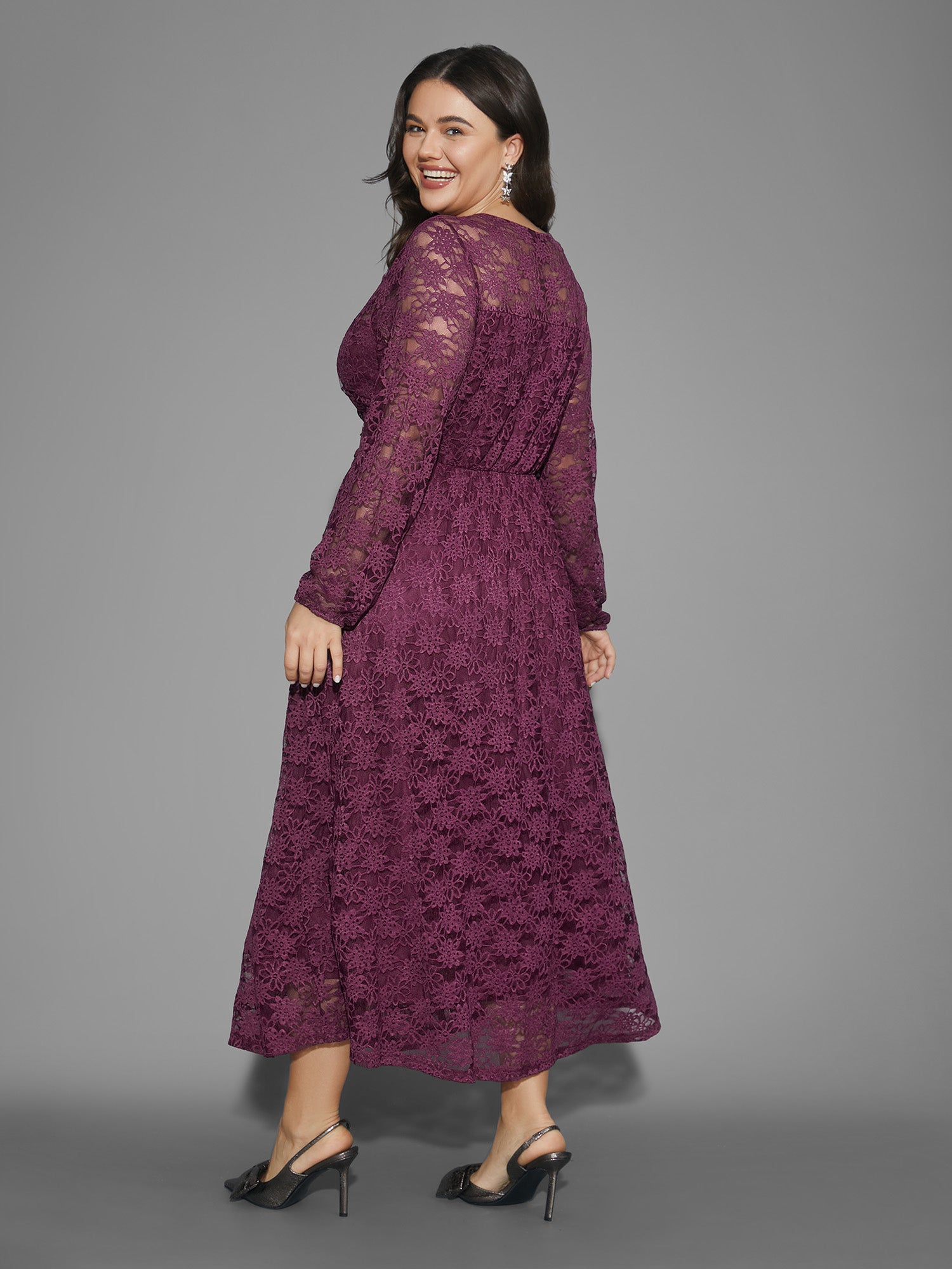 Crochet Lace Mesh Pocket Knit Dress