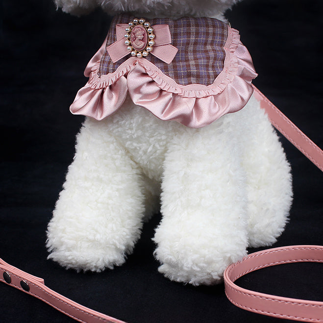Lace Plaid Bow Pattern Dog Cat Bib Collar