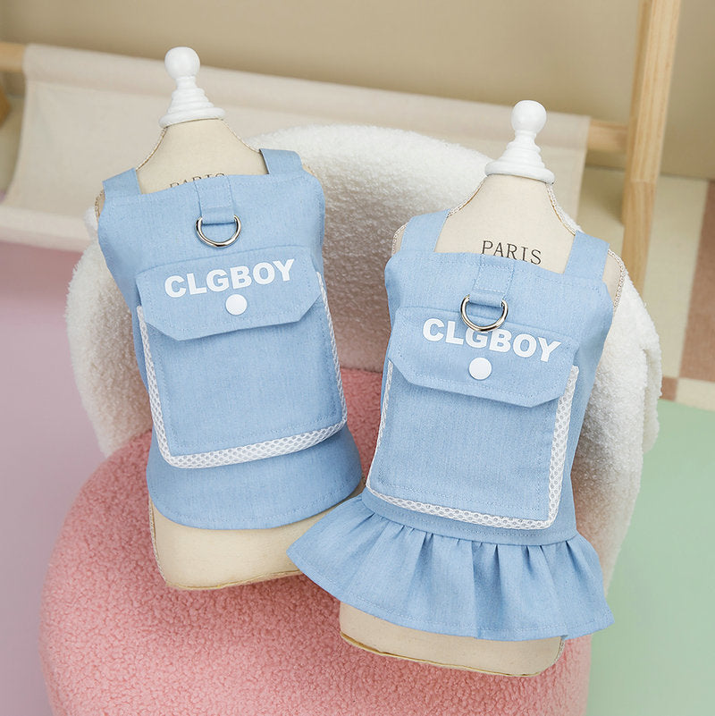 Letter Printed Boy Girl Dog Dress/Vest Harness