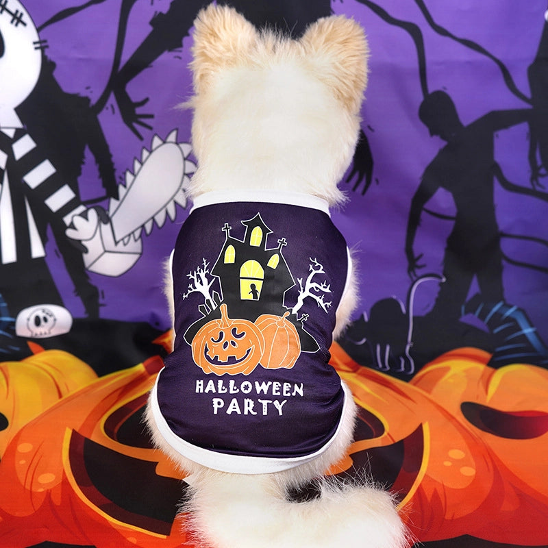 Halloween Skull Pet Clothes Puppy Dog Pumpkin Bucket Black New Cross-border Cat Pet Costume Pumpkin Ghost