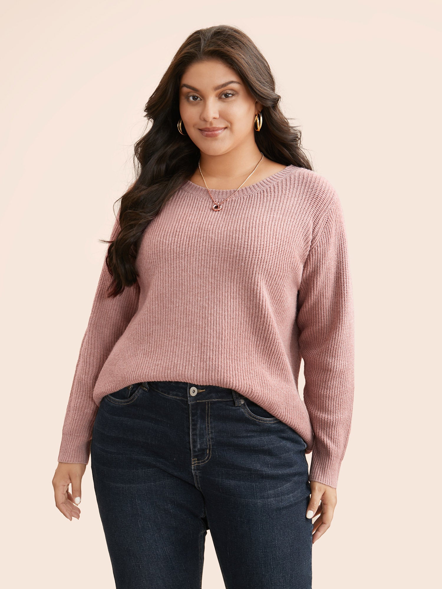 Round Neck Texture Back Bowknot Pullover